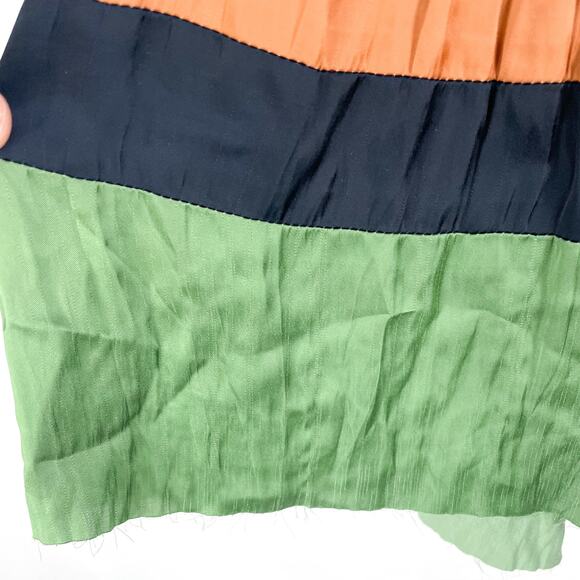 Ulla Johnson Alia Navy Blue Mini Dress Green Orange Stripe Long Sleeve Sz‎ 0 - Picture 9 of 13